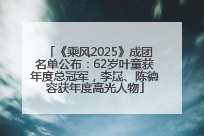 《乘风2025》成团名单公布：62岁叶童获年度总冠军，李晟、陈德容获年度高光人物