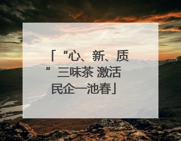 “心、新、质”三味茶 激活民企一池春