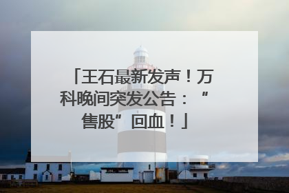 王石最新发声！万科晚间突发公告：“售股”回血！