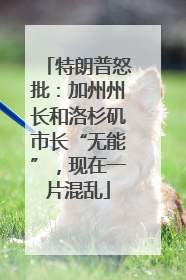 特朗普怒批：加州州长和洛杉矶市长“无能”，现在一片混乱