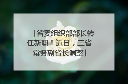 省委组织部部长转任新职！近日，三省常务副省长调整
