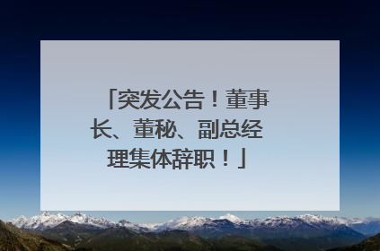 突发公告！董事长、董秘、副总经理集体辞职！