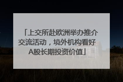 上交所赴欧洲举办推介交流活动，境外机构看好A股长期投资价值