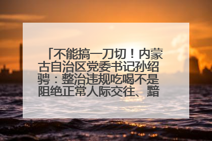 不能搞一刀切！内蒙古自治区党委书记孙绍骋：整治违规吃喝不是阻绝正常人际交往、黯淡人间烟火