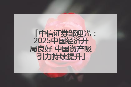 中信证券邹迎光：2025中国经济开局良好 中国资产吸引力持续提升