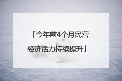 今年前4个月民营经济活力持续提升