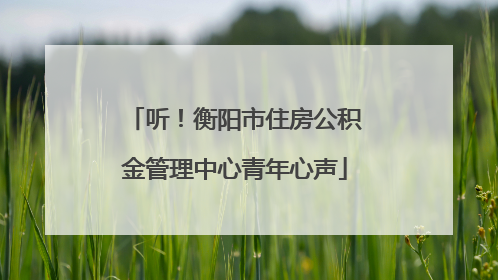 听！衡阳市住房公积金管理中心青年心声