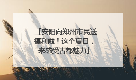 安阳向郑州市民送福利啦！这个夏日，来感受古都魅力