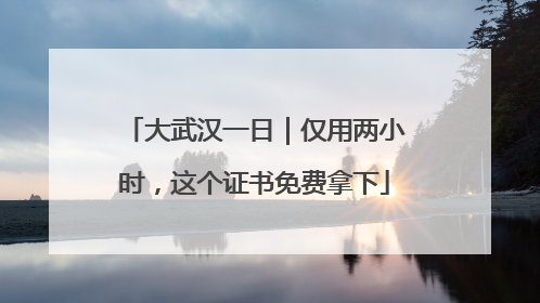 大武汉一日｜仅用两小时，这个证书免费拿下