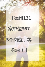 德州131家单位3673个岗位，等你来！
