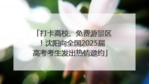 打卡高校、免费游景区！沈阳向全国2025届高考考生发出热情邀约
