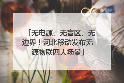 无电源、无盲区、无边界！河北移动发布无源物联四大场景