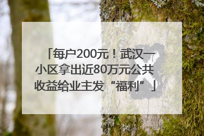 每户200元！武汉一小区拿出近80万元公共收益给业主发“福利”