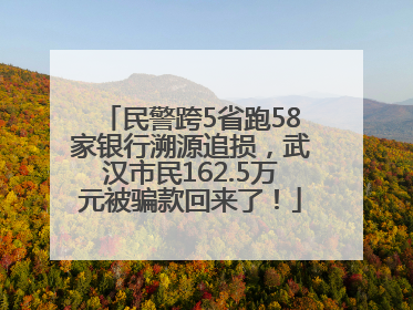民警跨5省跑58家银行溯源追损，武汉市民162.5万元被骗款回来了！