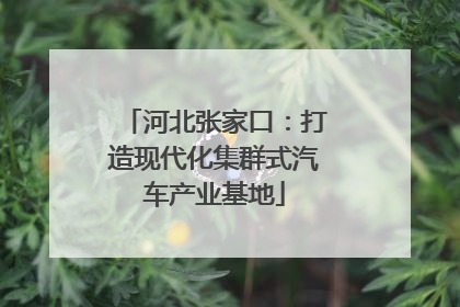 河北张家口：打造现代化集群式汽车产业基地