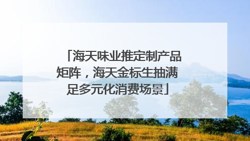 海天味业推定制产品矩阵，海天金标生抽满足多元化消费场景