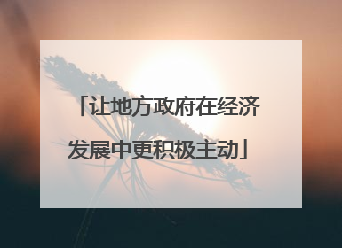让地方政府在经济发展中更积极主动