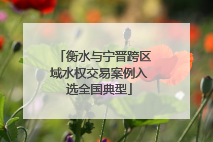 衡水与宁晋跨区域水权交易案例入选全国典型