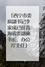 西宁市委原副书记李家成已任青海省委副秘书长、办公厅主任