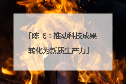 陈飞：推动科技成果转化为新质生产力