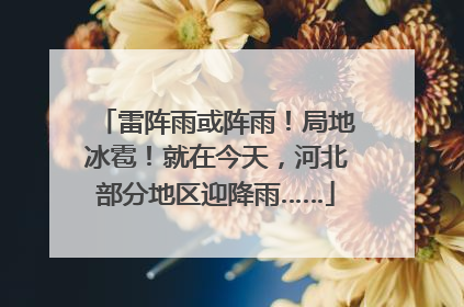 雷阵雨或阵雨！局地冰雹！就在今天，河北部分地区迎降雨……