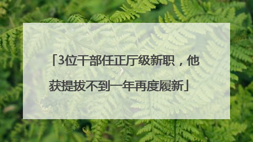 3位干部任正厅级新职，他获提拔不到一年再度履新